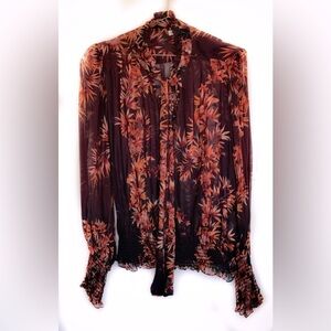 Sheer Brown Gold Blouse, Warm, 12